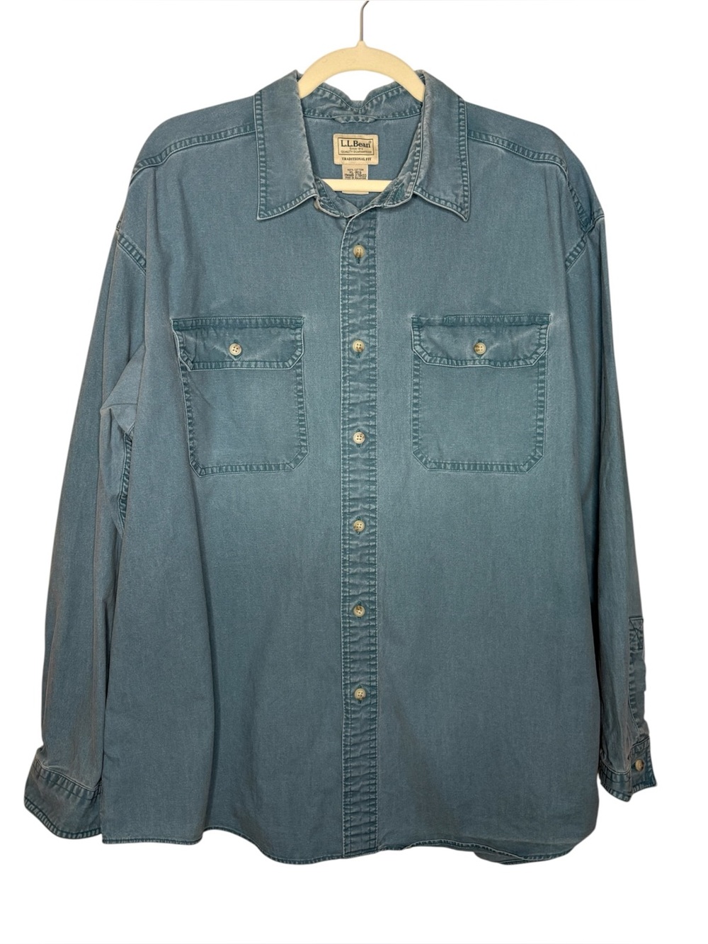 Vintage L.L. Bean Heavyweight long-sleeve button-up work shirt Blue Size XL